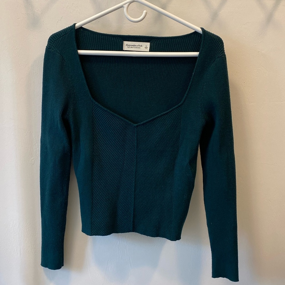 Abercrombie knit long sleeve fitted sweater emerald green size large